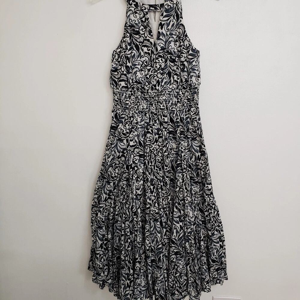 I.N.C International Concepts Black White Fit & Flare Sleeveless Dress - S